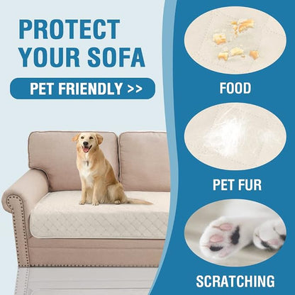 H.VERSAILTEX Couch Cover for Dogs Washable 100% Waterproof Sofa Cushion Cover Dog Bed Cover Non-Slip Pet Blanket for Sofa Cushion Protector, 35"x62", Ivory