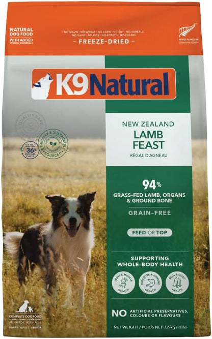 K9 Natural - Grain Free Freeze Dried Dog Food - Lamb, 8lb