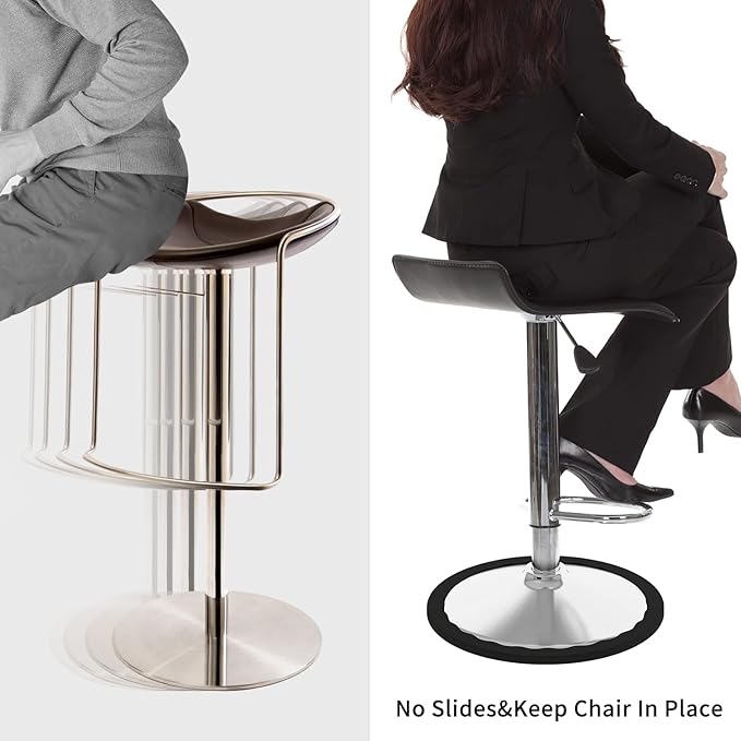 2 Pack Bar Stools Leg Protectors Ring, Non Slip Silicone Chair Leg Floor Protector, Pads Bottom Protect Wooden Floor No Scratches No Noise Anti-Slip, Stretchable Fits 16.5" to 18.5" Chair Base, Black