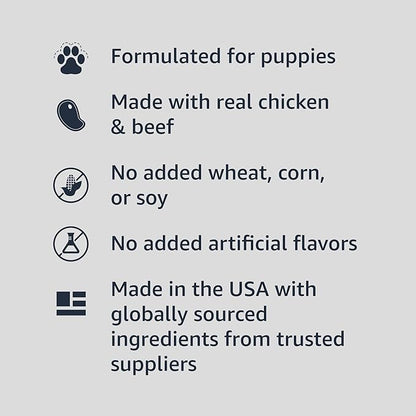 Amazon Basics Puppy Chopped Ground Dinner Canned Dog Food, with Chicken & Beef, 13.2oz (Pack of 12)