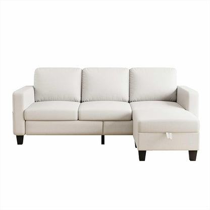 Small Sectional Couch, L Shaped Sectional White Couch in a Box, Small Couches with Ottoman, 3 Seater Sofa for Living Room, Apartment, Dorm, Office