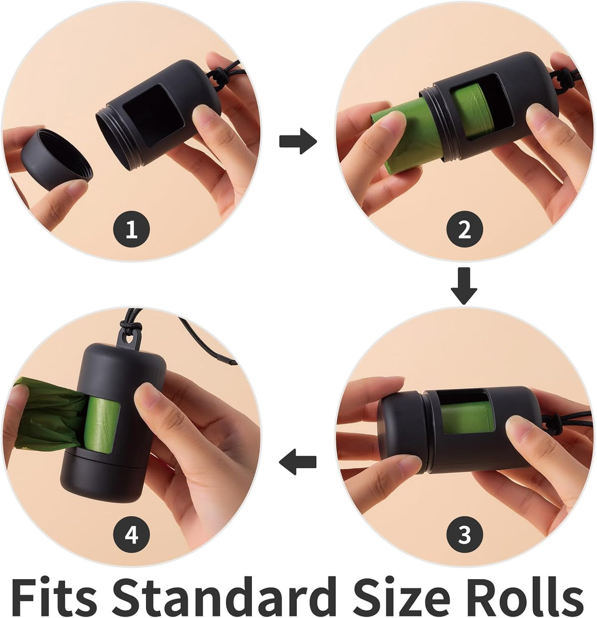SLSON 3Pack Dog Poop Bag Holder for Leash Lightweight Pet Waste Bag Dispenser with Leash Attachment Portable Plastic Doggie Poop Bag Dispensers,Blue Green Black