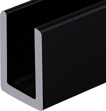 Brixwell SDCD38MBL-CCP48 Matte Black 3/8" Fixed Panel Shower Door Deep U-Channel
