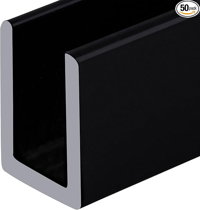 Brixwell SDCD38BL-CCP18-XCP50 Black 3/8" Fixed Panel Shower Door Deep U-Channel