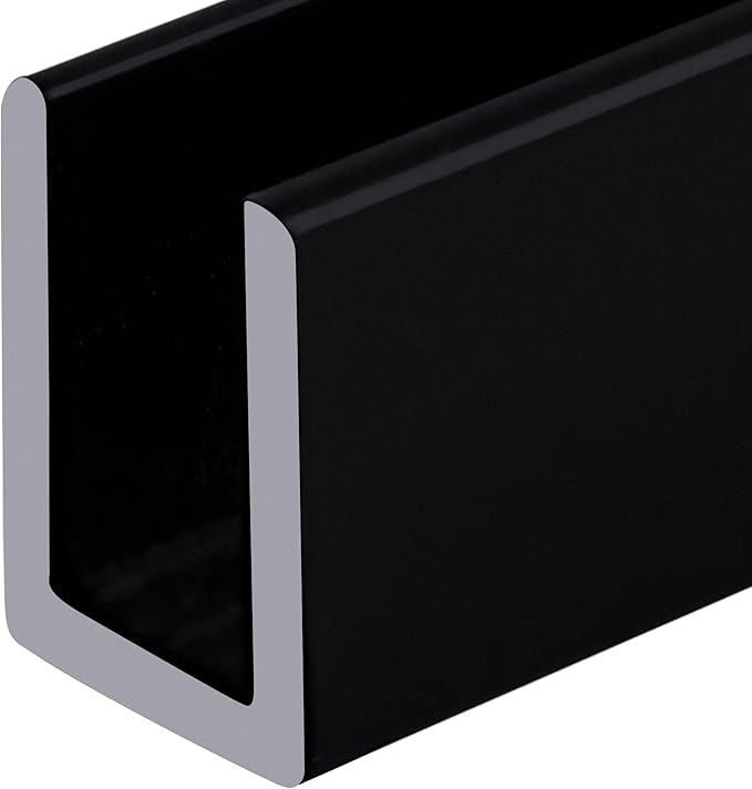 Brixwell SDCD38BL-CCP48 Black 3/8" Fixed Panel Shower Door Deep U-Channel
