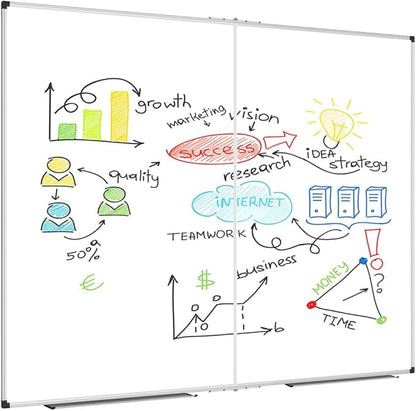 XBoard Magnetic Whiteboard 48 x 48 Inch, Foldable Dry Erase White Board with Aluminium Frame & Marker Tray 4' x 4', Wall Mounted Folding Message Presentation Board
