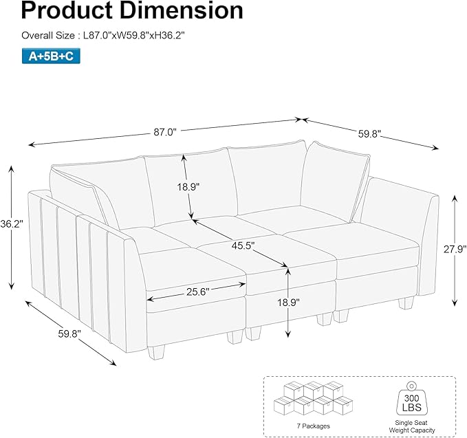 Belffin Modular Sectional Sofa Sleeper Sectional Couch with Storage Velvet Sofa Bed for Living Room, 6 Seats, Beige