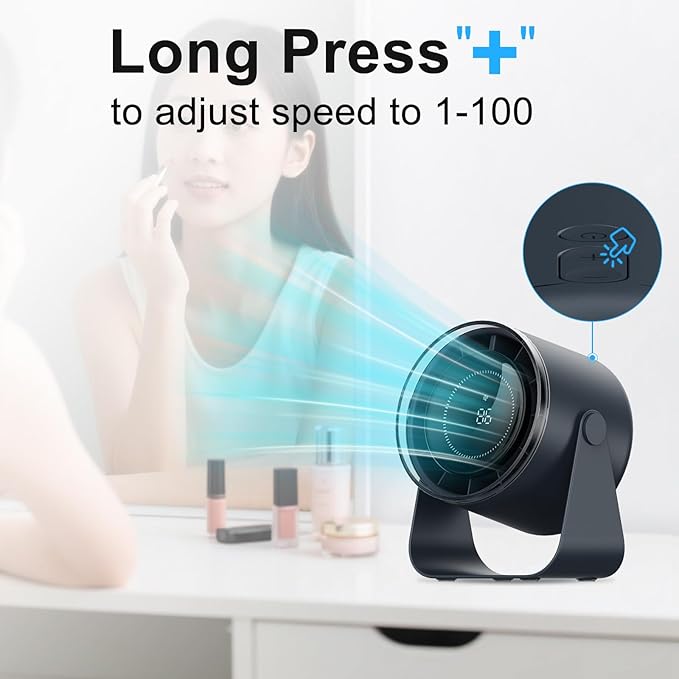 DURBESTER Small Desk Fan, 28dB Ultra-Quiet Desktop Air Circulator