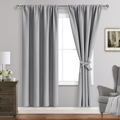 JIUZHEN Silver Grey Curtains for Bedroom