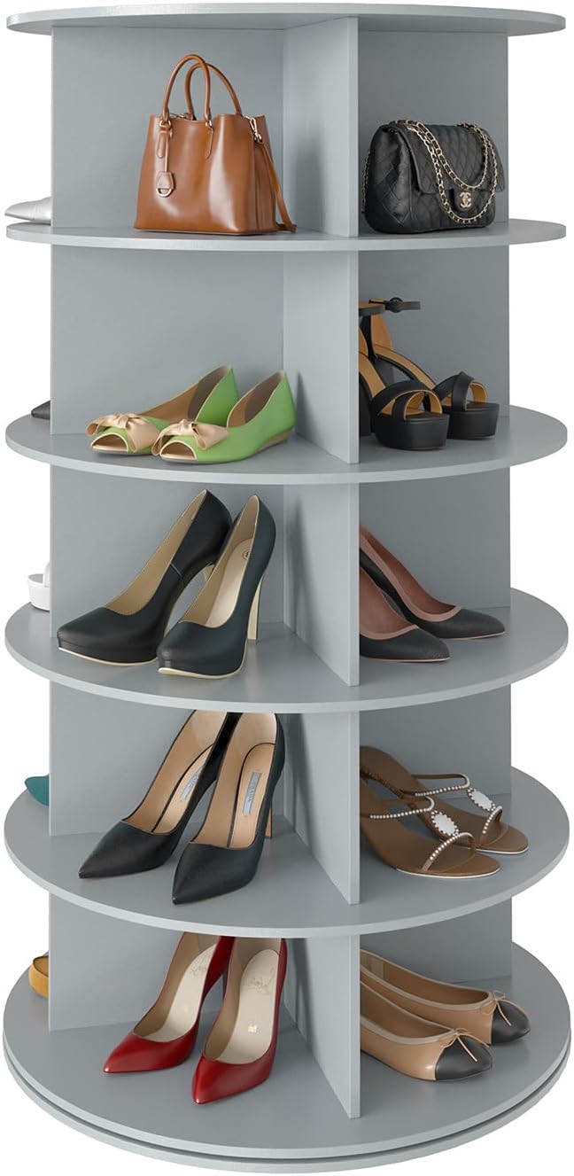 SpaceAid 5 Tier Rotating Shoe Rack Tower, Spinning Shoe Display Lazy Susan