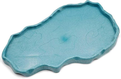 Reptile Food and Water Bowl Dish Reptile Food Dish Large Tortoise Water Bowl for Turtle Lizard Snake Gecko Ball Python (Blue)