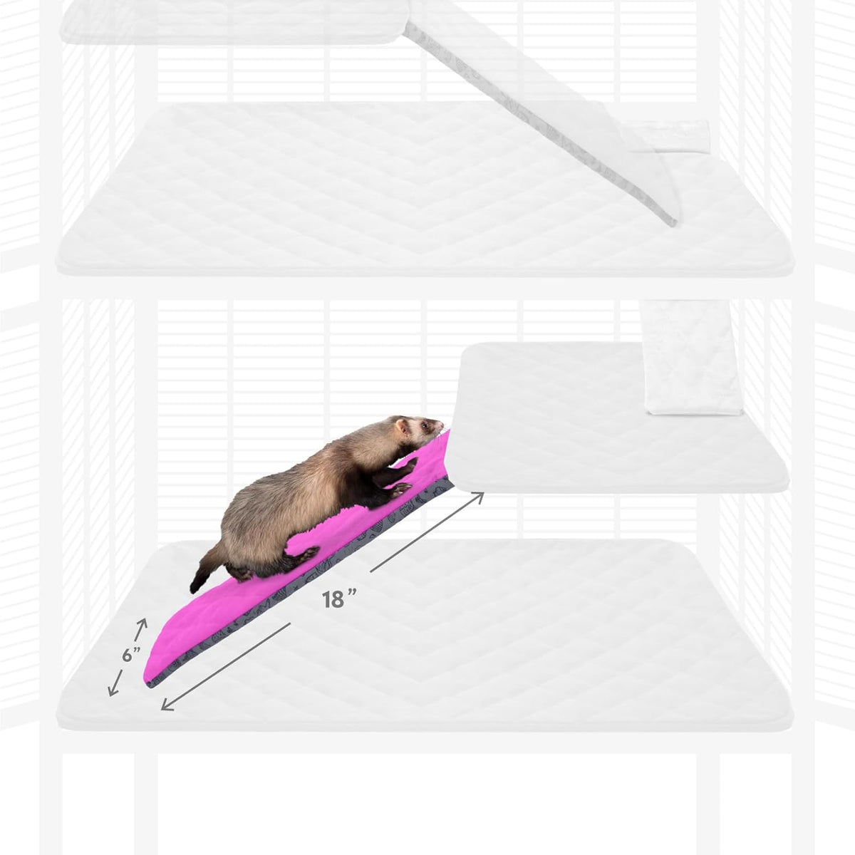 Paw Inspired Fitted Fleece Liner for Ferret Nation, Critter Nation Cage for Ferrets, Rats, Chinchillas, Hedgehogs & Other Small Animals (Pink, Ramp Cover)
