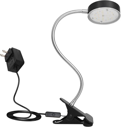 Clip-On LED Desk Lamp with Switch, 19.25” Flexible Gooseneck, 4.5W 260LM 4000K Cool White Clamp Desktop Light, 65” Cord Small Desk Light for Home, Office, Study, ETL Listed