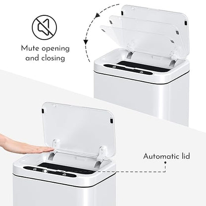 ELPHECO Stainless Steel Office Trash Can Motion Sensor Garbage Can Touchless