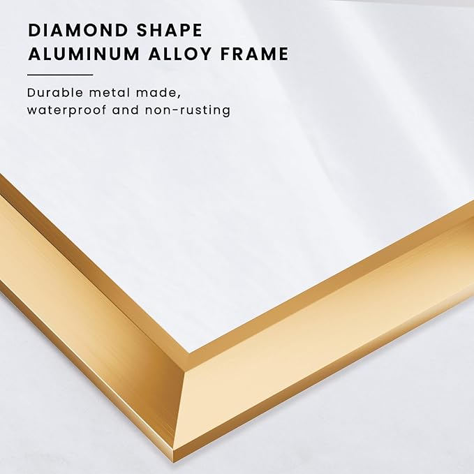 Amorho Bathroom Mirror, 60x36 Inch Golden Thick Metal Framed Wall Mirrors