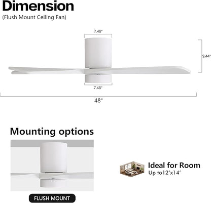 WINGBO 48 Inch Flush Mount DC Ceiling Fan