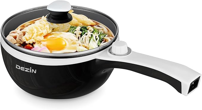 Dezin Hot Pot Electric Upgraded, Non-Stick Sauté Pan, Rapid Noodles Electric Pot