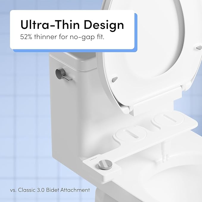 TUSHY NEW Fresh Dual Nozzle Cool Water Bidet: Ultra Slim Toilet Seat Attachment