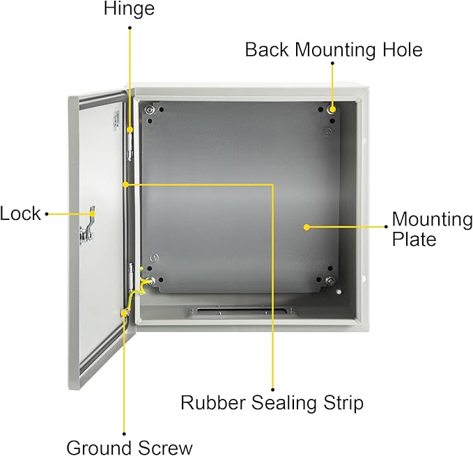 VEVOR NEMA Steel Enclosure, IP66 Waterproof & Dustproof, Outdoor/Indoor