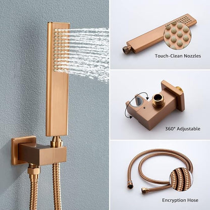 Iriber Brushed Rose Gold Rain Shower System