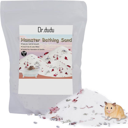 DR.DUDU Hamster Bath Sand, 2.8lb Dust Free Desert Sand or Potty Litter Sand for Hamster Chinchillas Gerbil Syrian Mice Small Animals (White, Flower Smell)
