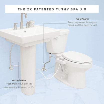TUSHY 3.0 Spa Cool to Warm Water Bidet Attachment. Easy Universal Toilet Seat