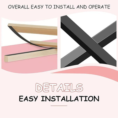 BarnFurin Queen Bed Frame with LED Lights, Queen Size Bed Frame with Headboard LED Lights, Upholstered Platform Bed with Cloud Headboard, No Box Spring Required, Easy Assembly, Pink