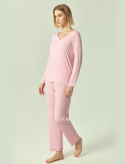 GYS Viscose from Bamboo Women's Pajama Sets Super Soft Long Sleeve Sleepwear Comfy Winter Pjs Sets S-4X