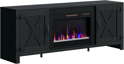 Bestier 63" Fireplace TV Stand for TVs Up to 70", Farmhouse Barn Door