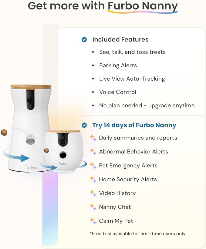 Furbo 360° Dog Camera + Mini 360° Cam 2-Camera Bundle Nanny Pro Subscription: