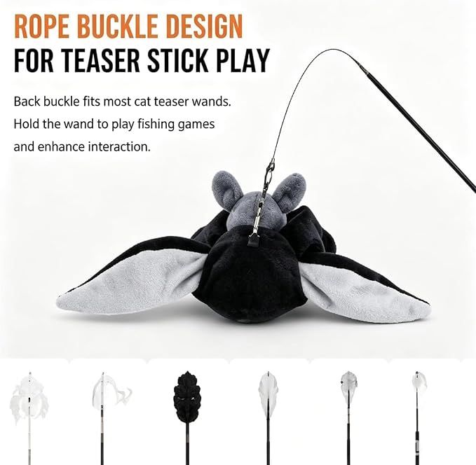 Flying Bat Dog Toy, 2026 New Flying Bat Toy for Dogs, Flapping Wings Interactive Pet Toy with Chirping Engages Cats and Dogs, Detachable Usb Rechargeable, Hanging and Ground Play ，Sugar Glider：2PCS
