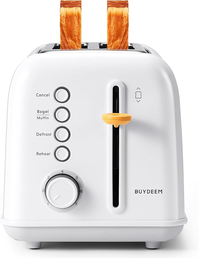 BUYDEEM DT620 2-Slice Toaster, Extra Wide Slots, Retro Stainless Steel
