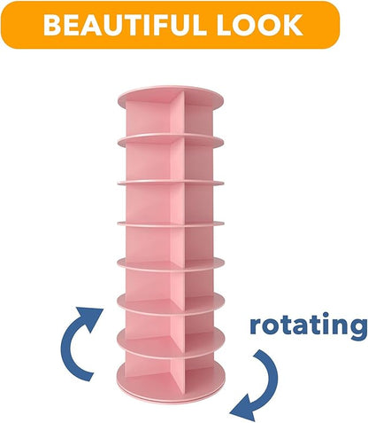 SpaceAid 7 Tier Rotating Shoe Rack Tower, Spinning Shoe Display Lazy Susan