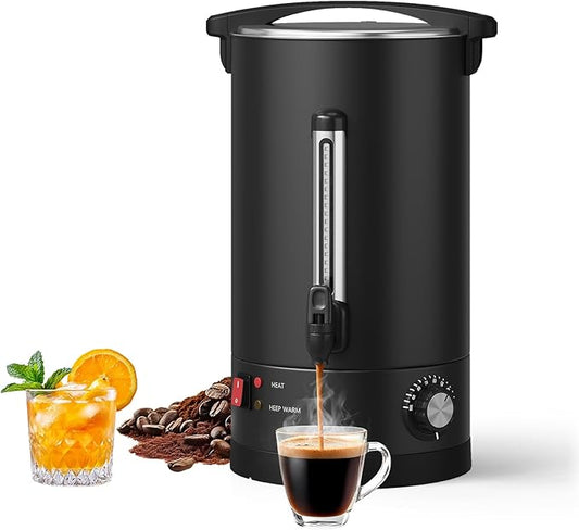 100 Cup Large Coffee Urn with Double Wall Insulation, 14L/3.8 Gallon Stainless