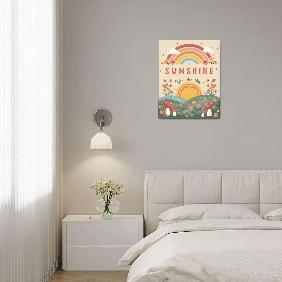 You Are My Sunshine Inspirational Canvas Wall Art Motivational Encouragements Wall Decor First Communion Gifts for Girls Boys Toddler Teens Pictures Painting Print Artwork Framed Decorations Nursery Dorm Bedroom 16"x20"