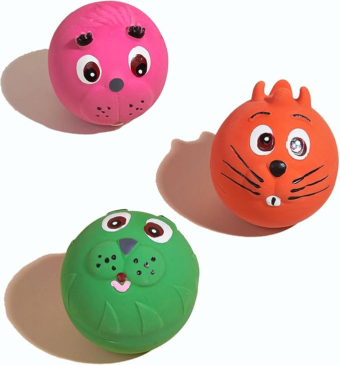 3PCS 2.4'' Squeak Latex Puppy Toy Funny Animal Sets Pet Interactive Play for Small Dog Assorted Color