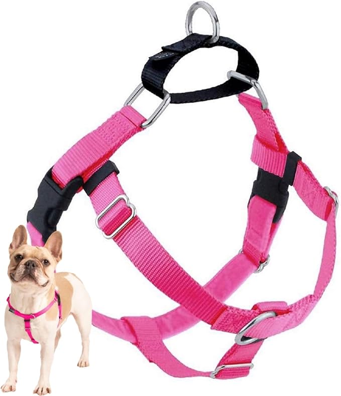 2 Hounds Design Freedom No Pull Dog Harness, Adjustable Harness, Easy Walking & Comfortable Control, Fits Small, Medium & Large Dogs, Solid Colors, Made in USA, 5/8" SM, Hot Pink