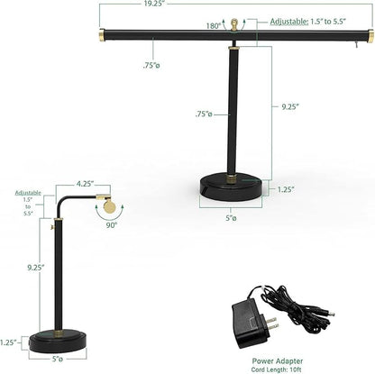 Cocoweb Black with Brass Accents 19" Shade, 12-16" Adjustable Height Upright Piano Lamp - PLED100AD
