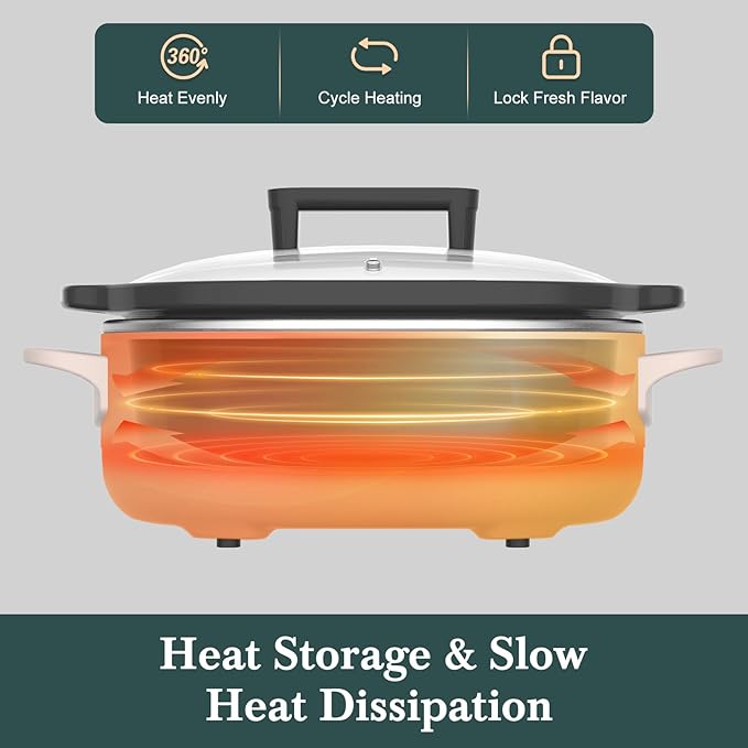 MAGNIFIQUE 6 Quart Programmable Slow Cooker Removable Healthy Nonstick Pot