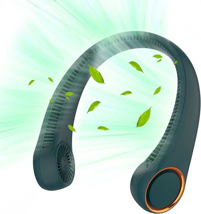 Portable Neck Fan, Hands Free Bladeless Fan, 360° Cooling Personal Fan