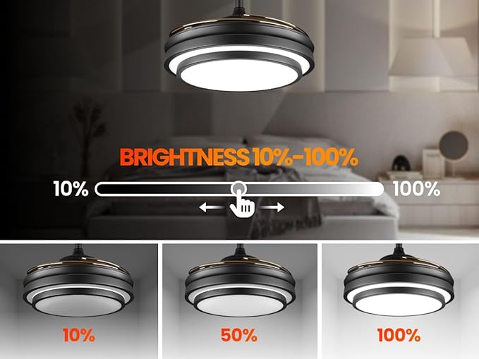 LIGHTIMES 36 Inche Modern Black Ceiling Fan