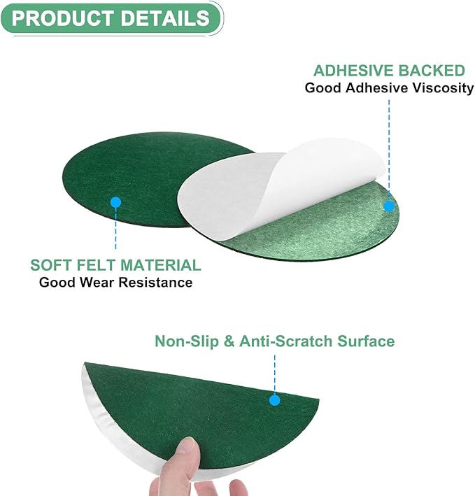 20-Pack Lamp Base Felt, 6 Inch Dia. 2mm Thick Self Adhesive Round Fabric Felt Pads for Lamp/Furniture/DIY, Non-Slip Fiber Backed Patch Circles with Adhesive Backing [Green]