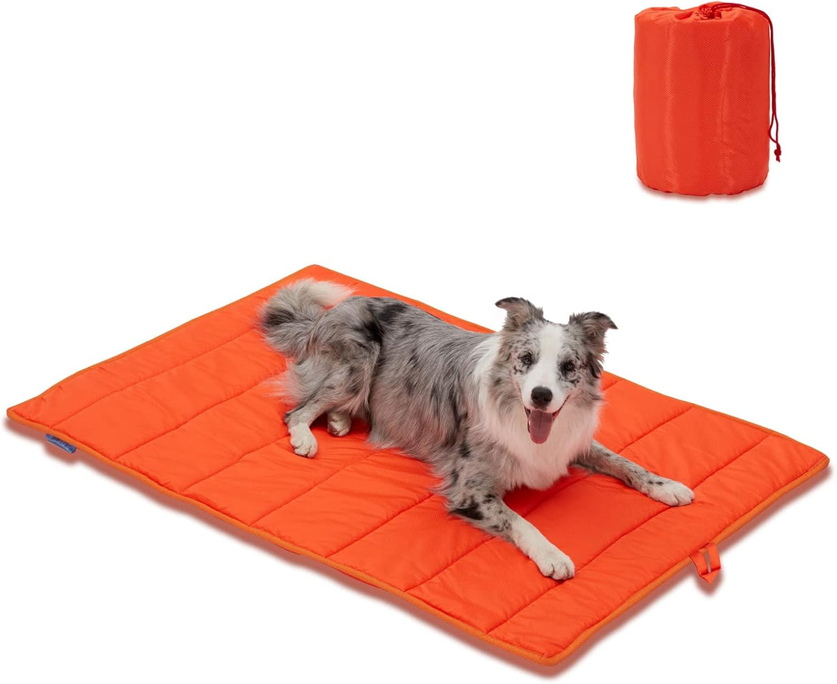 BDEUS 43x25In Large Size Outdoor Dog Bed, Waterproof & Portable Camping Travel Pet Mat, Easy to Clean, Washable Odor Resistant Pet Cooling Pad (Orange)