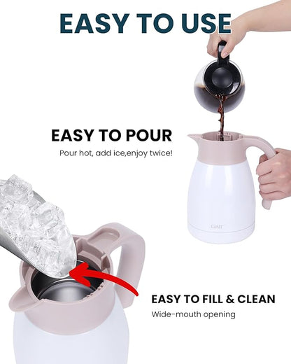 GiNT 1L / 34Oz Thermal Coffee Carafe, Insulated Stainless Steel Coffee Carafes