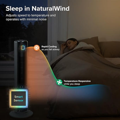 LEVOIT Tower Fan for Bedroom, 25ft/s Velocity Standing Fan