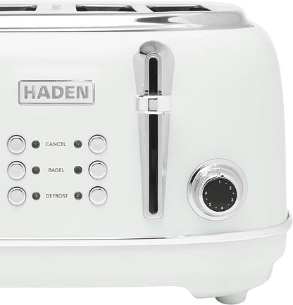 HADEN Heritage Toaster with Extra Wide Slots, Ivory & Chrome