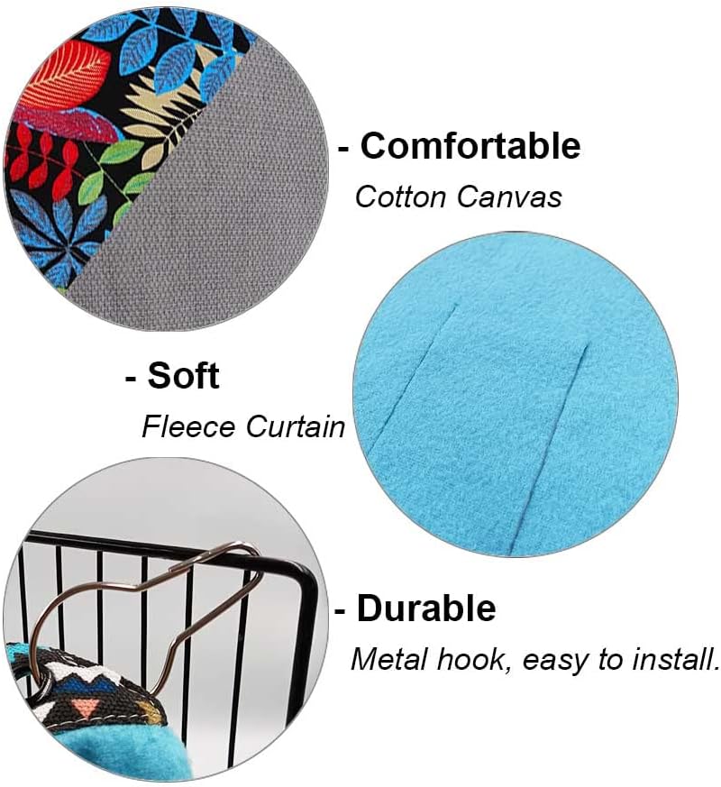 RIOUSSI Guinea Pig Hideout Hideaway Corner Fleece Toys Cage Accessories with Reversible Sides, Black Leaves