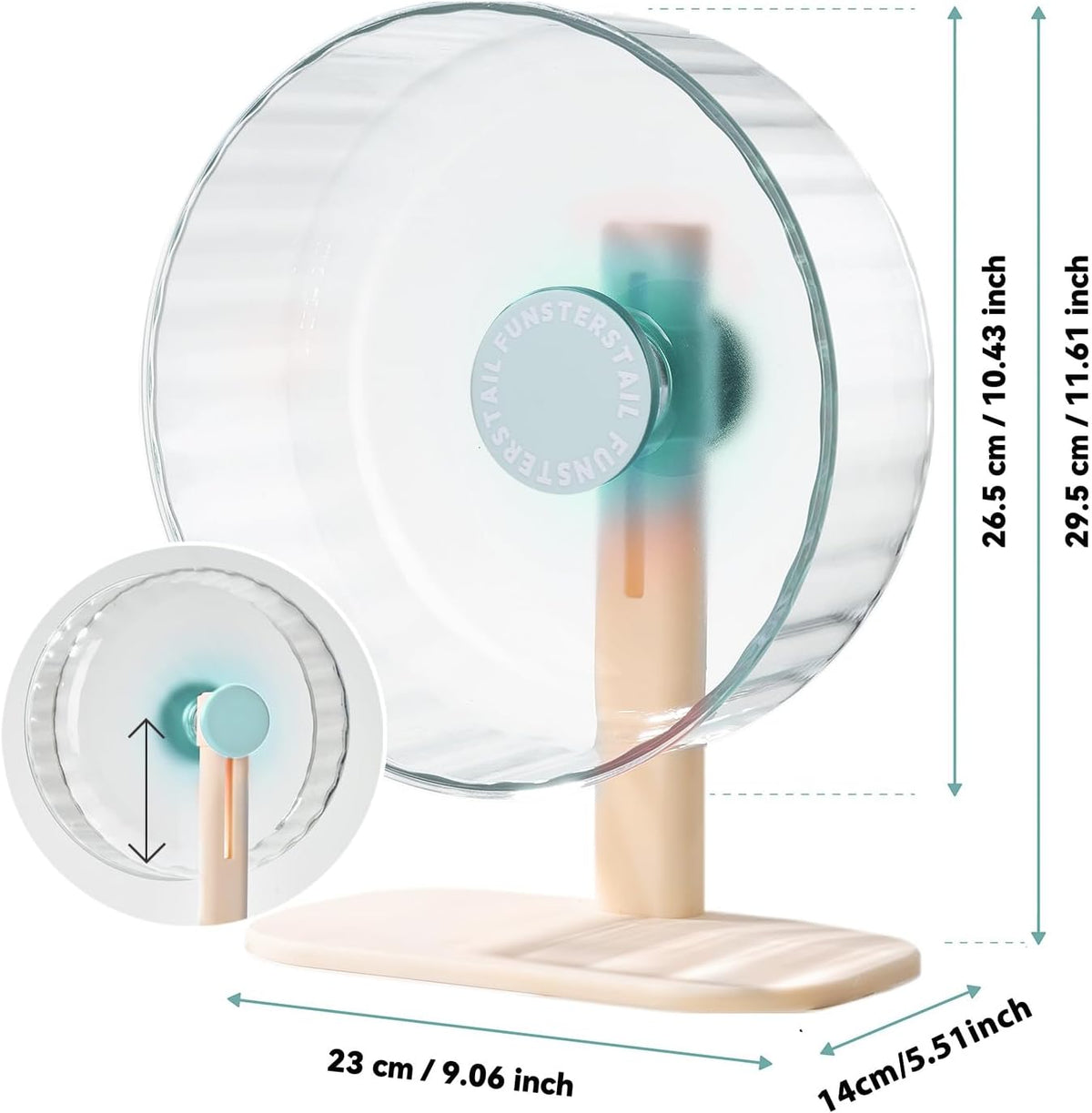 Super Silent Hamster Wheel 10.4 Inch, Magnetic Large Rat Wheel for Chinchilla, Gerbil, Guinea Pig, Cat, Mouse, Sugar Glider and Dwarf, Syrian Hamster Accessories (Salt Blue)