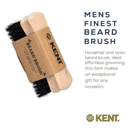 Kent BRD6 Small Travel Men's Beard and Mustache Brush, Natural Boar Bristle for Flawless Shaping and Grooming. Ergonomic Grip Wood Handle. Dry or Wet Beard, Distributes Oils and Balms. Made in England
