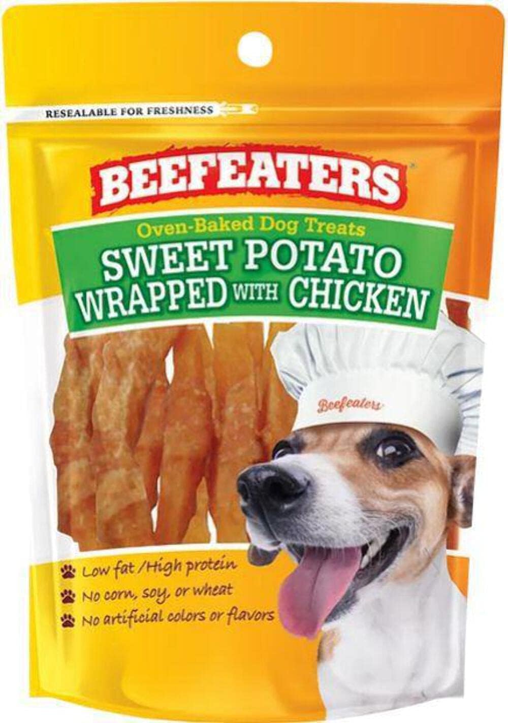 Beefeaters Sweet Potato Wrap with Chicken – Dog Treat. No Corn, Wheat, Soy or Gluten, Low Fat, Whole Muscle Jerky, Ideal for Training & Snacks